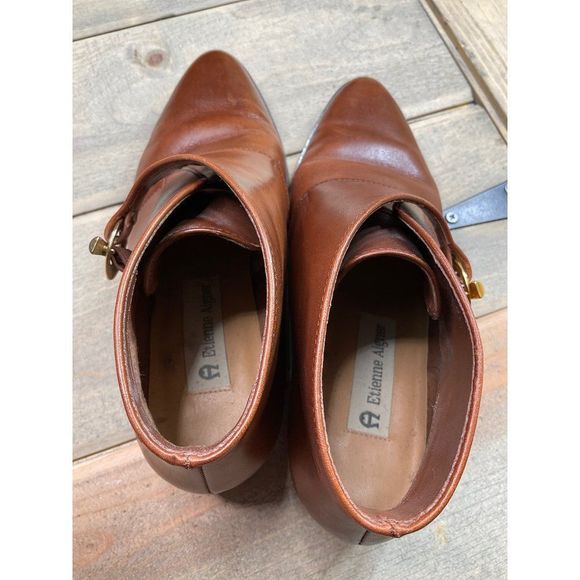Etienne Aigner Lara II Brown Leather Womens Ankle Boots Womens 5.5M Brazil - Picture 8 of 8